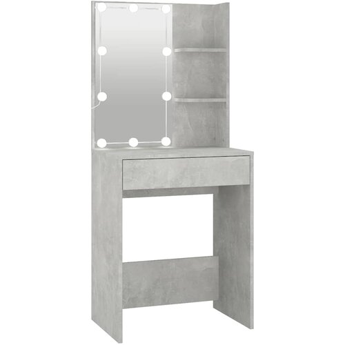  Toaletni stolić s LED svjetlima siva boja betona 60x40x140 cm Slike