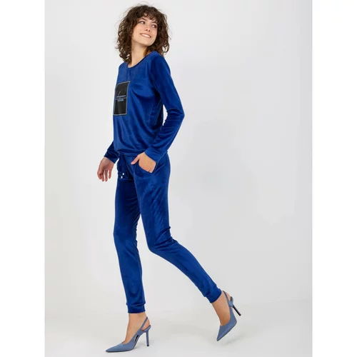 Fashion Hunters Women's cobalt velor set with a print