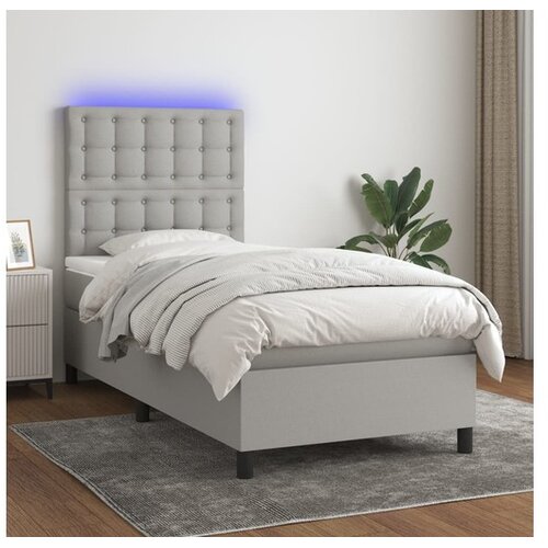  Krevet box spring s madracem LED svjetlosivi 80x200 cm tkanina Cene