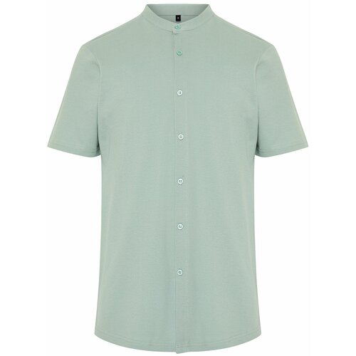 Trendyol Mint Slim Fit Prevailing Collar Short Sleeve Knitted Pique Summer Shirt Slike