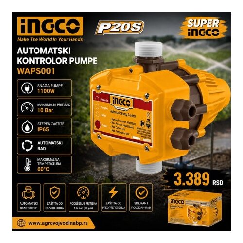 Ingco waps001 uređaj za automatsku kontrolu pumpe max1100w super ( WAPS001 ) Cene