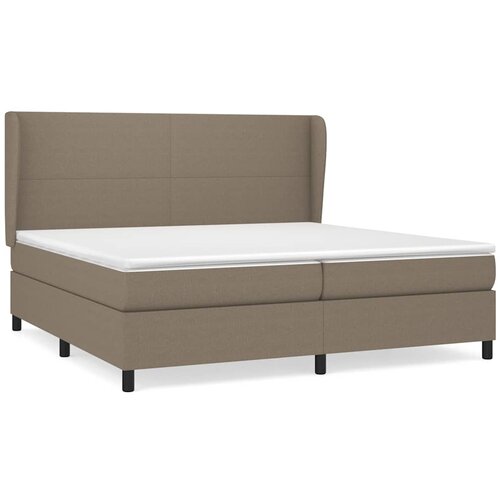  Krevet s oprugama i madracem smeđesivi 200x200 cm od tkanine Slike