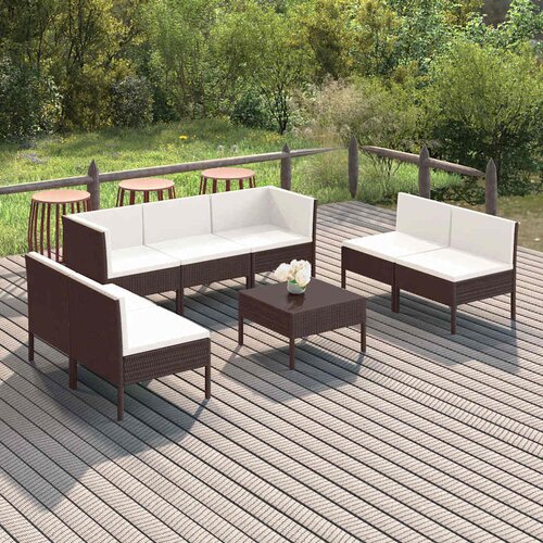  8-dijelna vrtna garnitura od poliratana s jastucima smeđa Cijene