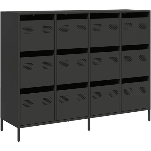 VidaXL Komoda črna 135x39x103,5 cm hladno valjano jeklo, (21830544) Slike