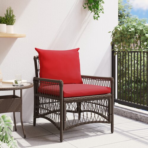 VidaXL vrtna stolica s jastučićima smeđa 60x70x78 cm poli ratan Slike