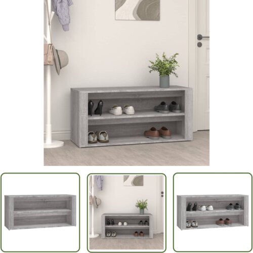 The Living Store Regal za čevlje siva sonoma 100x35x45 cm inženirski les - Stojalo Za Čevlje, (21744530) Slike