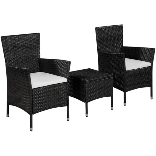  3-dijelni bistro set od poliratana crni Cene