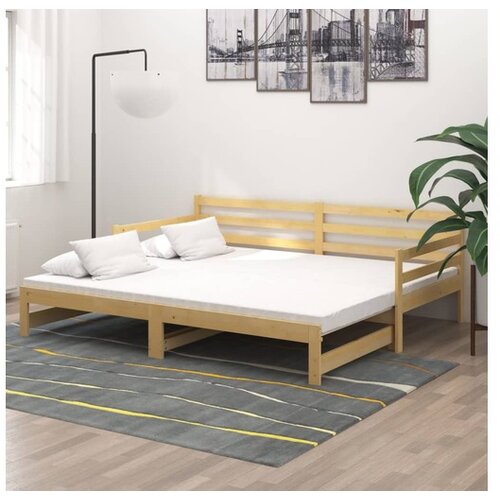  Izvlečna dnevna postelja 2x(90x200) cm trdna borovina Cene