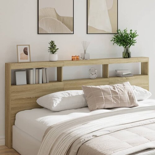Ormarić za uzglavlje s LED svjetlima boja hrasta 220x17x102 cm Cene