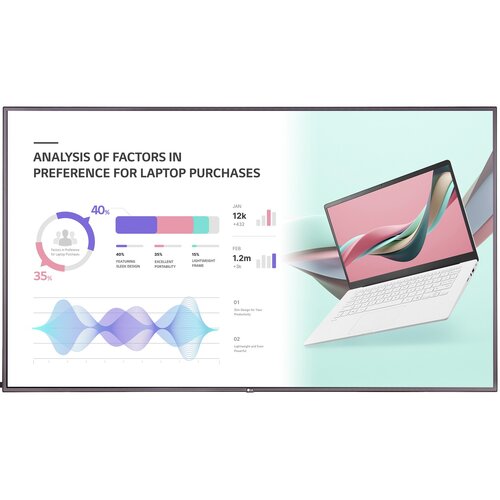 LG 75UH5J-M Signage Display 190.5cm 75Zoll UH5 Series IPS UHD 500cd/m2 24/7 Haze webOS Speaker wifi Slike