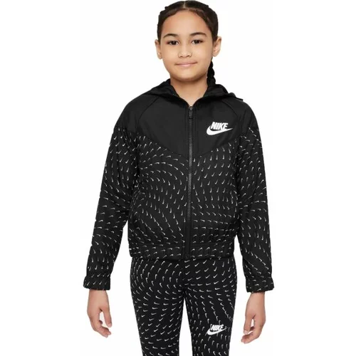 Nike NSW WINDRUNNER AOP Jakna za djevojčice, crna, veličina