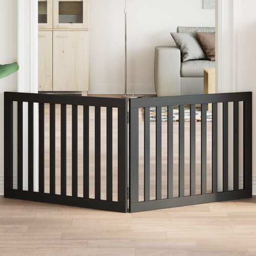 vidaXL Vrata za pse s 2 panela sklopiva crna 160 cm od drva topole Cijene