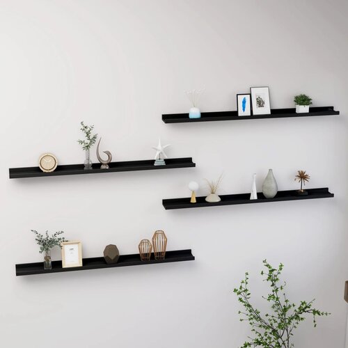 VidaXL Zidne police 4 kom crne 100 x 9 x 3 cm Slike