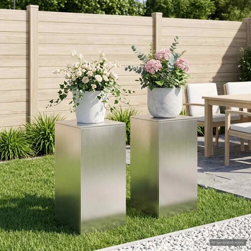  Stalak za biljke 2 pcs Srebrna 40 x 40 x 80 cm Čelik - Nehrđajući čelik 2x (40 x 40 x 80 cm) Cijene