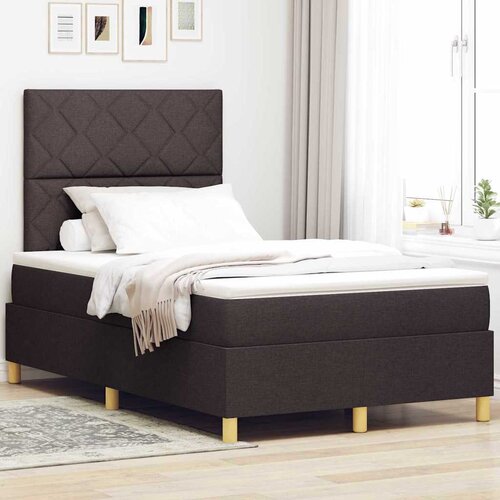  LED Box Spring Krevet Tamno smeđa 120 x 190 cm tkanina Cijene