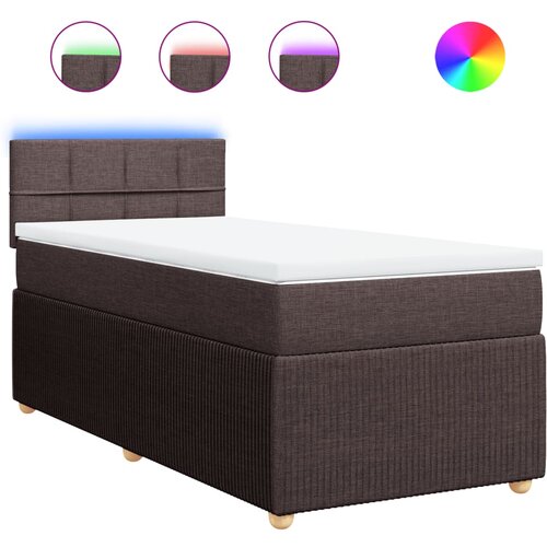 vidaXL Box spring postelja z vzmetnico temno rjava 80x200 cm blago, (21304786) Cene
