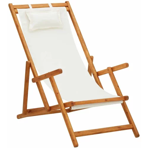  Sklopiva stolica za plažu od drva eukaliptusa i tkanine krem