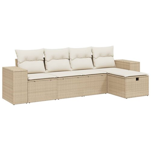 vidaXL 5-dijelni vrtni set sofa s jastucima bež od poliratana Cijene