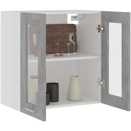 vidaXL viseći stakleni ormarić siva boja betona 60x31x60 cm od iverice Cijene