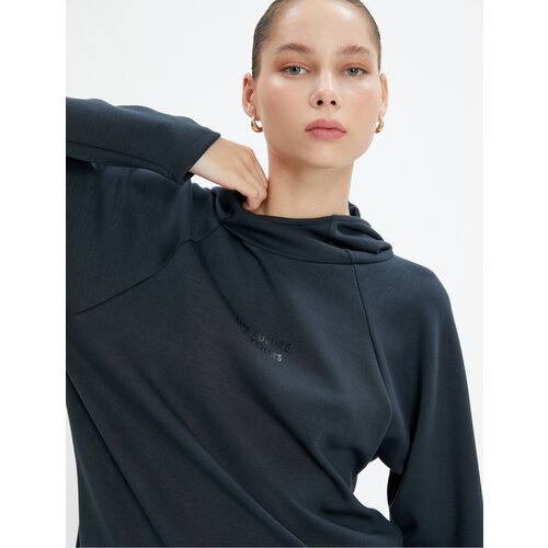 Koton Hooded Sweatshirt Stand Collar Comfortable Cut Modal Fabric Soft Hand Textured Slike