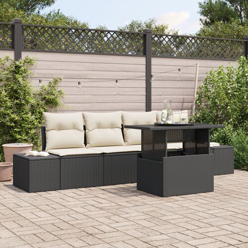VidaXL 5-dijelni vrtni sofa set s jastučićima crni poli ratan Slike
