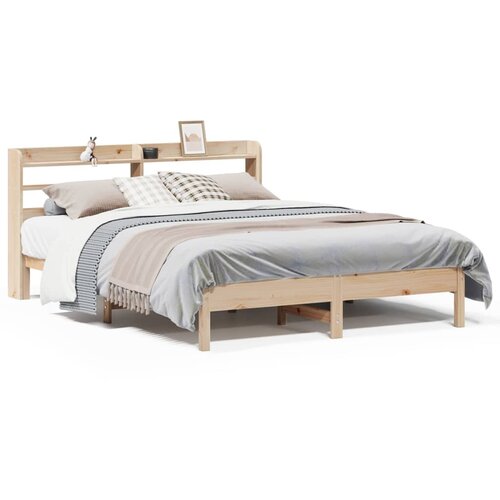 VidaXL Posteljni okvir brez vzmetnice 135x190 cm trdna borovina Slike