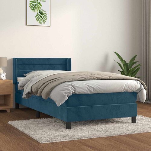 Box spring krevet s madracem tamnoplavi 90x190 cm baršunasti Cene