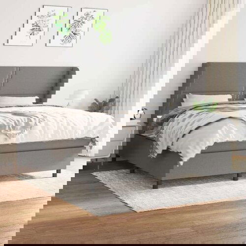  Okvir kreveta s oprugama i madrac svjetlosivi 180x200cm tkanina Slike