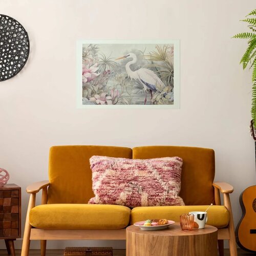  Plakat - Heron Wading in a Pond - illustration in light colors 60x40 Bez okvira s margom Slike