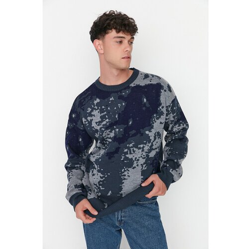 Trendyol Men's Slim Fit Crew Neck Jacquard Knitwear Sweater Cene