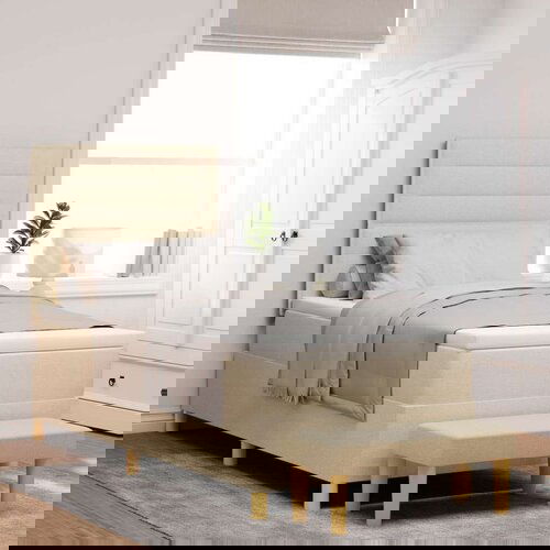  okvir postelje z vzmetnico Komplet 2 Krem Tkanina 90 x 200 cm, (22067306) Slike