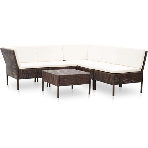  6-dijelna vrtna garnitura od poliratana s jastucima smeđa Cene