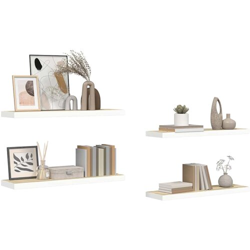  Plutajuće zidne police 4 kom hrast i bijele 80x23,5x3,8 cm MDF Slike