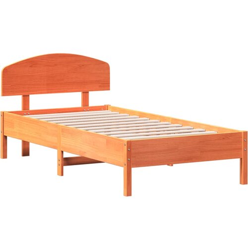 VidaXL Posteljni okvir z vzglavjem vo&amp;scaron;čeno rjava 75x190 cm borovina, (21111197) Slike