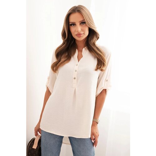 Kesi Włoski Blouse with a longer back light beige Cene