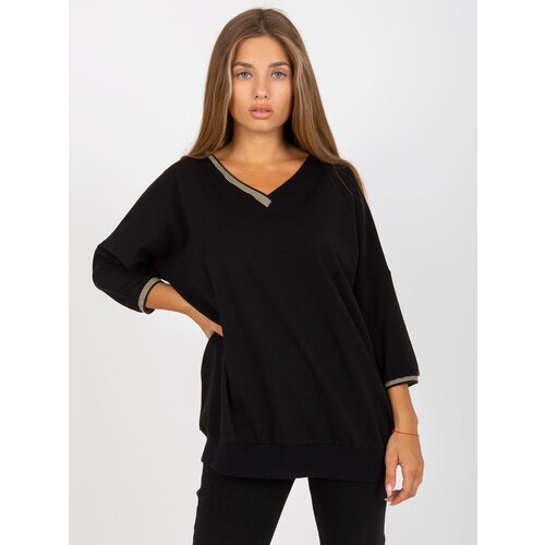 Fashion Hunters A black casual blouse with a V-neck RUE PARIS Slike