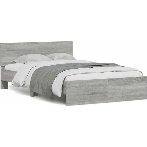 Furnova Posteljni okvir z vzglavjem in LED siva sonoma 135x190 cm, (21933922) Slike