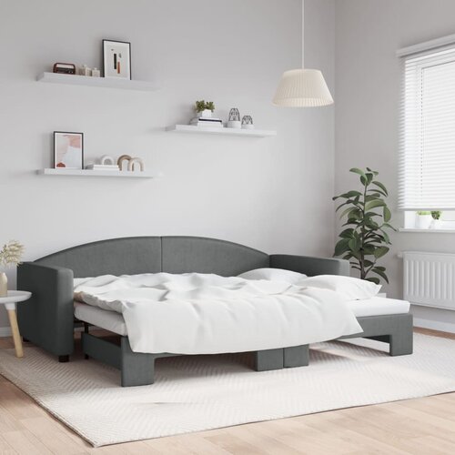 VidaXL Izvlečna dnevna postelja temno siva 90x200 cm blago Slike