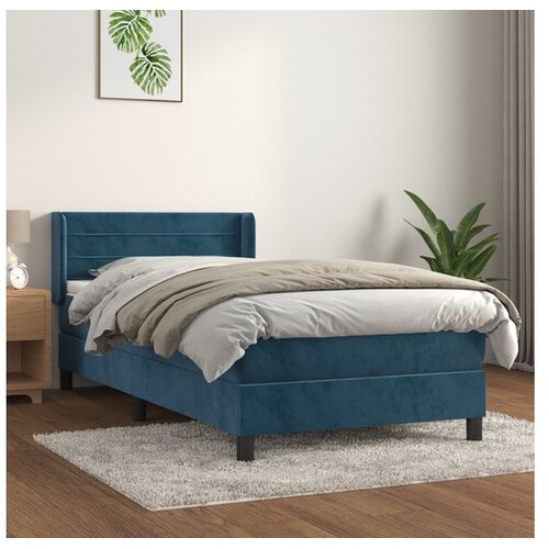  Box spring postelja z vzmetnico temno modra 100x200 cm žamet Cene