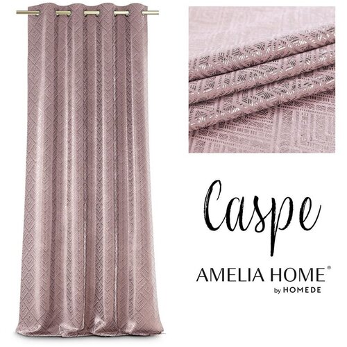 AmeliaHome Curtain CASPE color pink printed style glamor silver eyelets blackout suede shine 140x250 Cene
