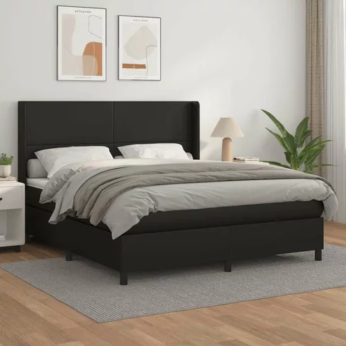 Box spring postelja z vzmetnico črn 180x200 cm umetno usnje, (20790417)