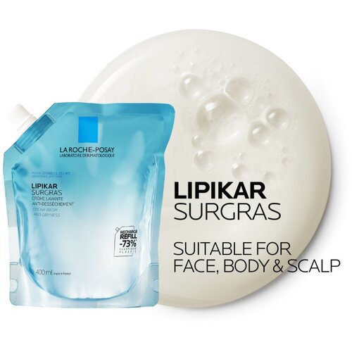 LAROCHE-POSAY Lipikar Surgras krema za prhanje nadomestno polnilo 400 ml Slike