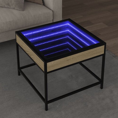  Stolić s beskonačnim LED svjetlima boja hrasta 50x50x41 cm Cijene