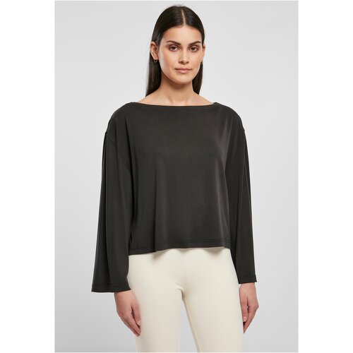UC Curvy Ladies Short Modal Bateau Neckline Longsleeve black Slike