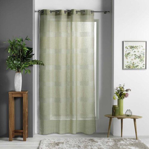 Douceur d int&amp;eacute;rieur Kaki zelena prozirna zavjesa 140x280 cm Ajourela &amp;ndash; Slike