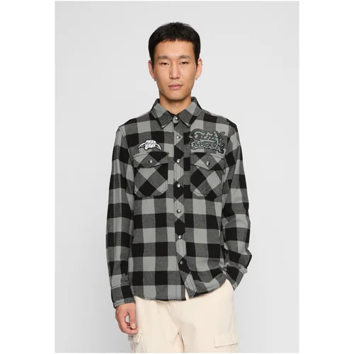 Brandit Men's checkered shirt Ozzy with long sleeves black/gray