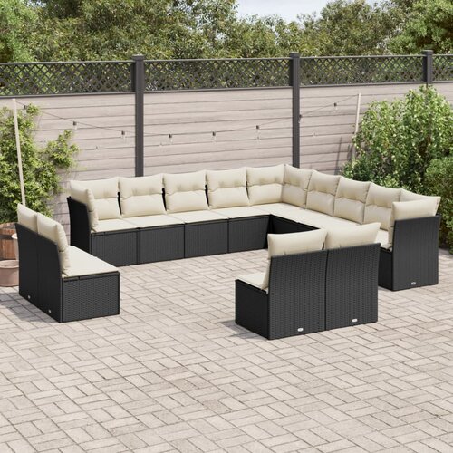  13-dijelni set vrtnih sofa s jastucima poliratan crni Cijene