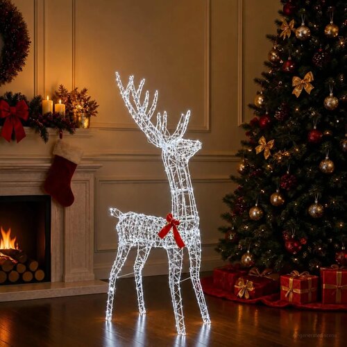  3D Božićni irvas LOVIISA 300 LED lampica Hladno bijela - Prozirni konop 70 x 26 x 128 cm Cijene