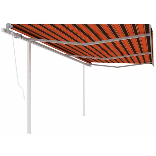 vidaXL Avtomatsko zložljiva tenda s stebrički 6x3,5 m oranžna in rjava