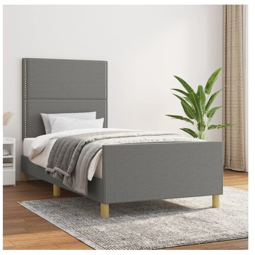  Posteljni okvir z vzglavjem temno siv 90x190 cm blago Cene